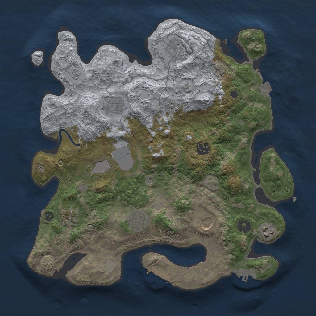 Rust Map: Procedural Map, Size: 3500, Seed: 4228803, 17 Monuments