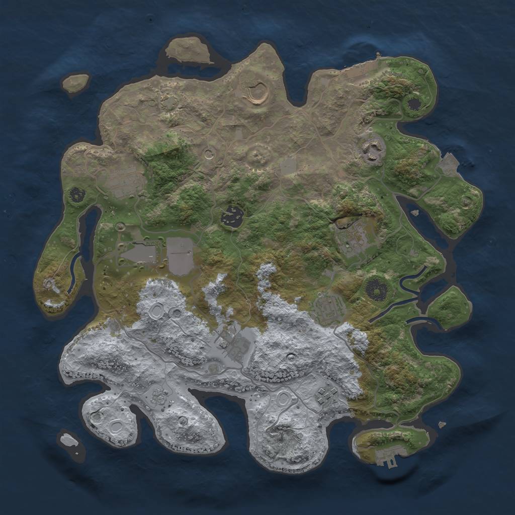 Rust Map: Procedural Map, Size: 3500, Seed: 233576461, 17 Monuments