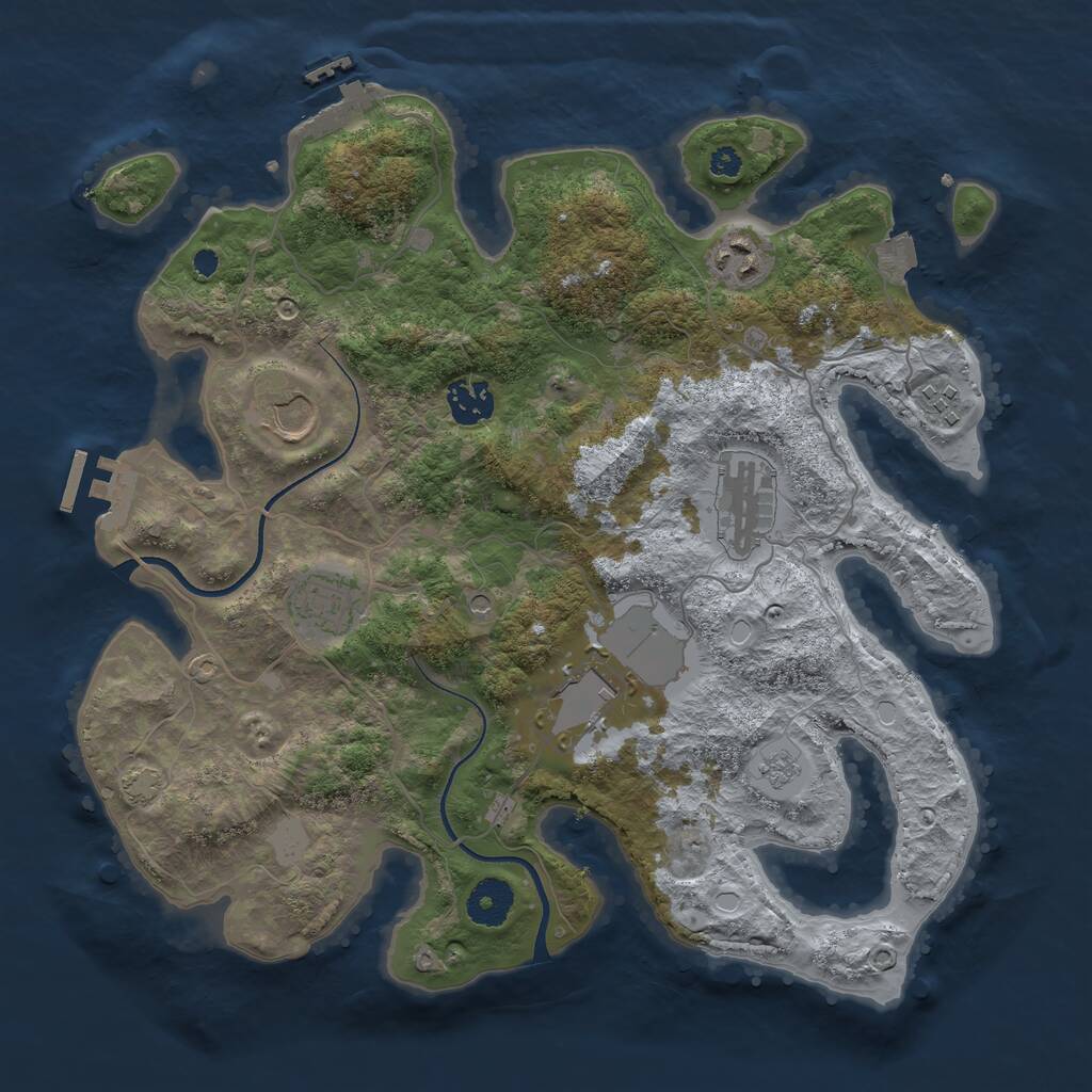 Rust Map: Procedural Map, Size: 3500, Seed: 499447654, 13 Monuments