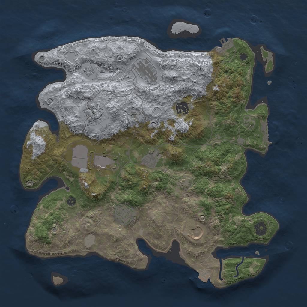 Rust Map: Procedural Map, Size: 3500, Seed: 80998747, 15 Monuments