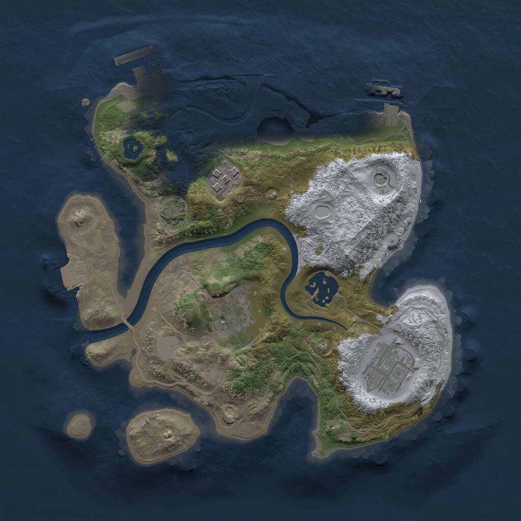 Rust Map: Procedural Map, Size: 2500, Seed: 909552257, 9 Monuments