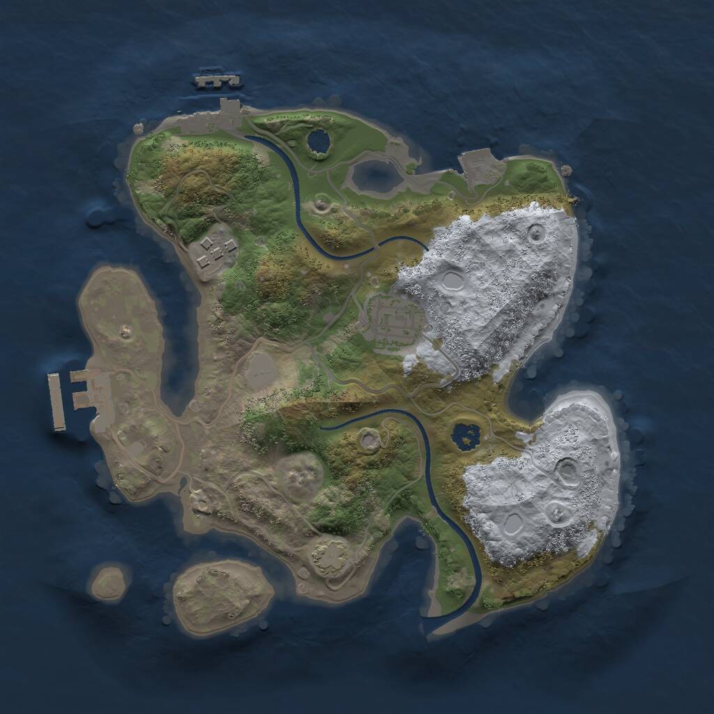 Rust Map: Procedural Map, Size: 2500, Seed: 909552257, 6 Monuments