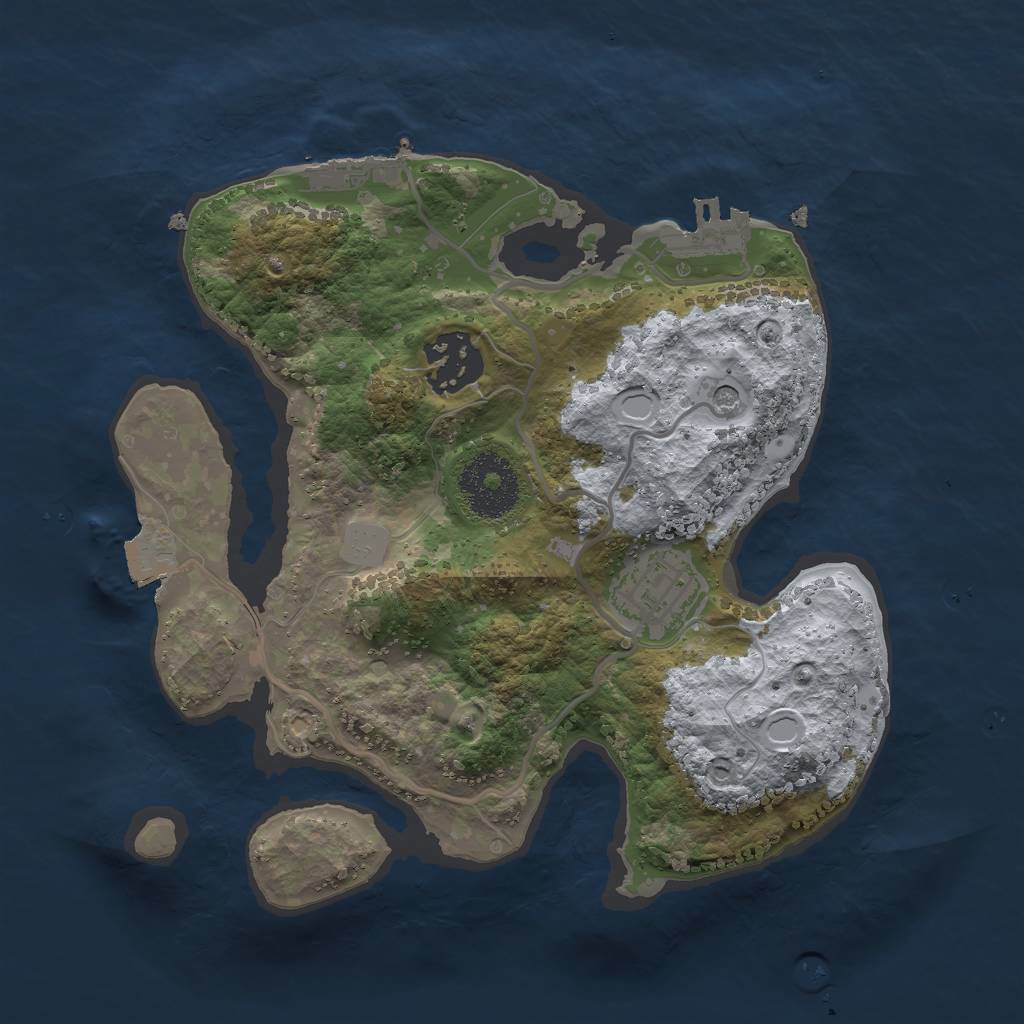 Rust Map: Procedural Map, Size: 2500, Seed: 909552257, 8 Monuments