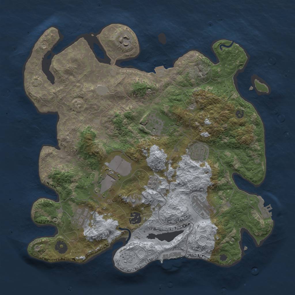 Rust Map: Procedural Map, Size: 3500, Seed: 1080222248, 16 Monuments