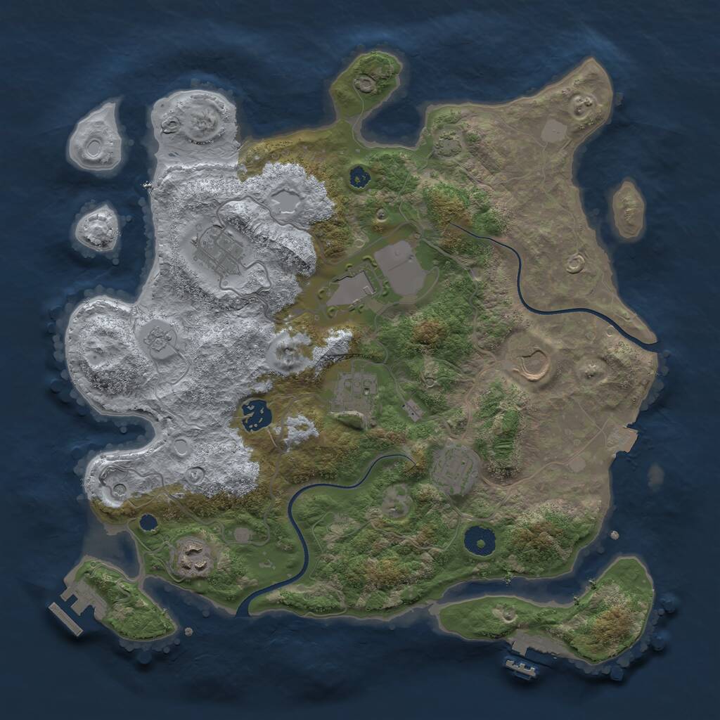 Rust Map: Procedural Map, Size: 3500, Seed: 754646484, 13 Monuments