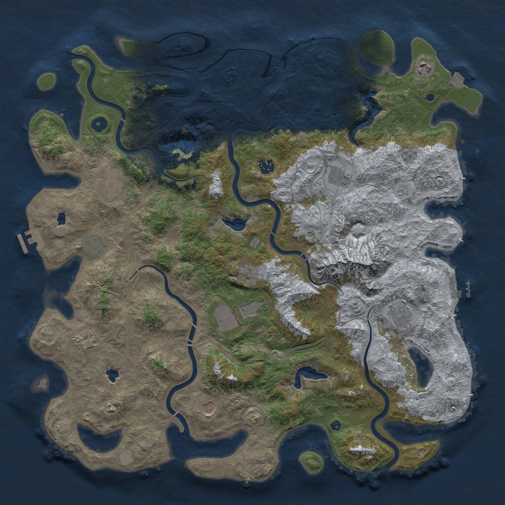 Rust Map: Procedural Map, Size: 5000, Seed: 80557585, 17 Monuments
