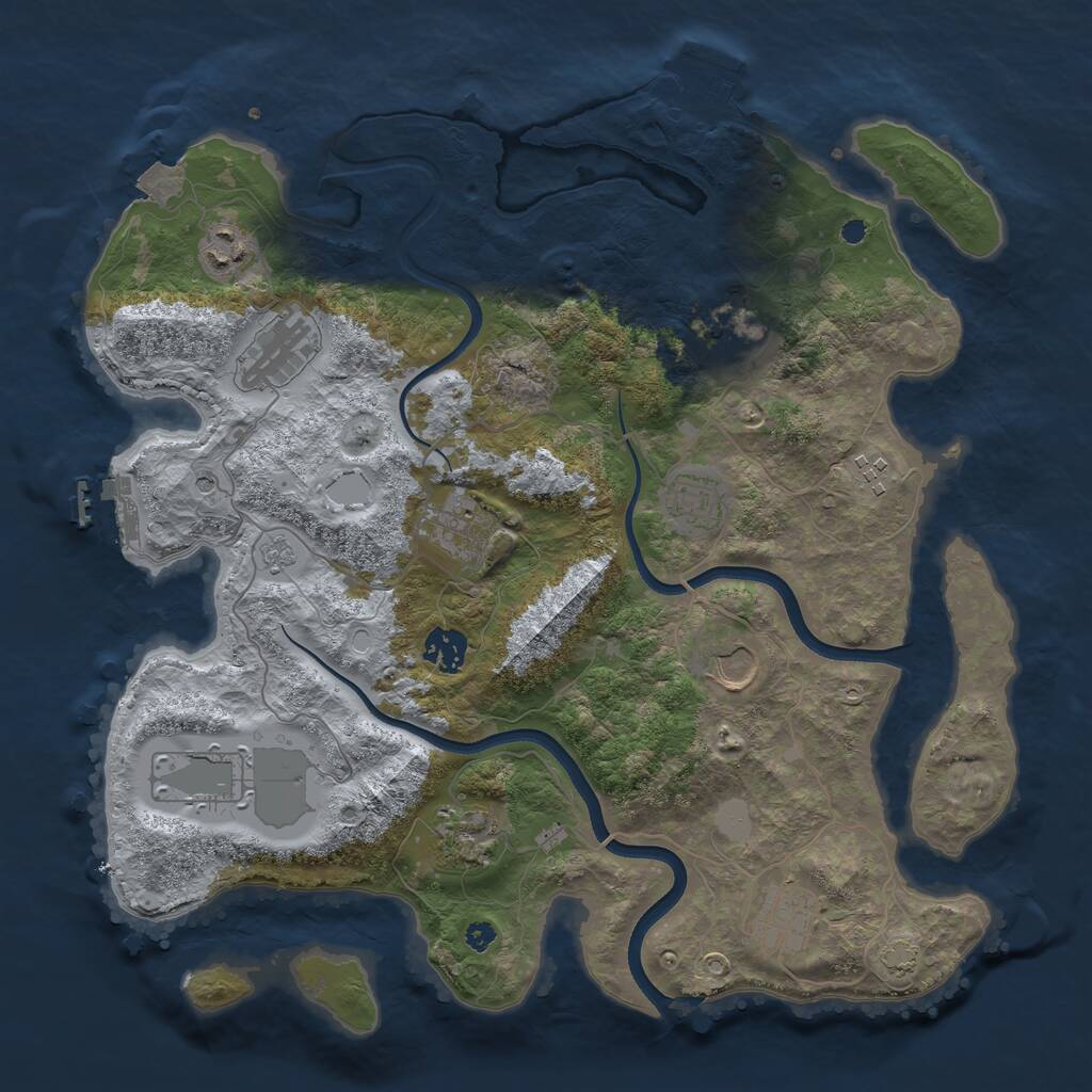 Rust Map: Procedural Map, Size: 3700, Seed: 317572744, 17 Monuments