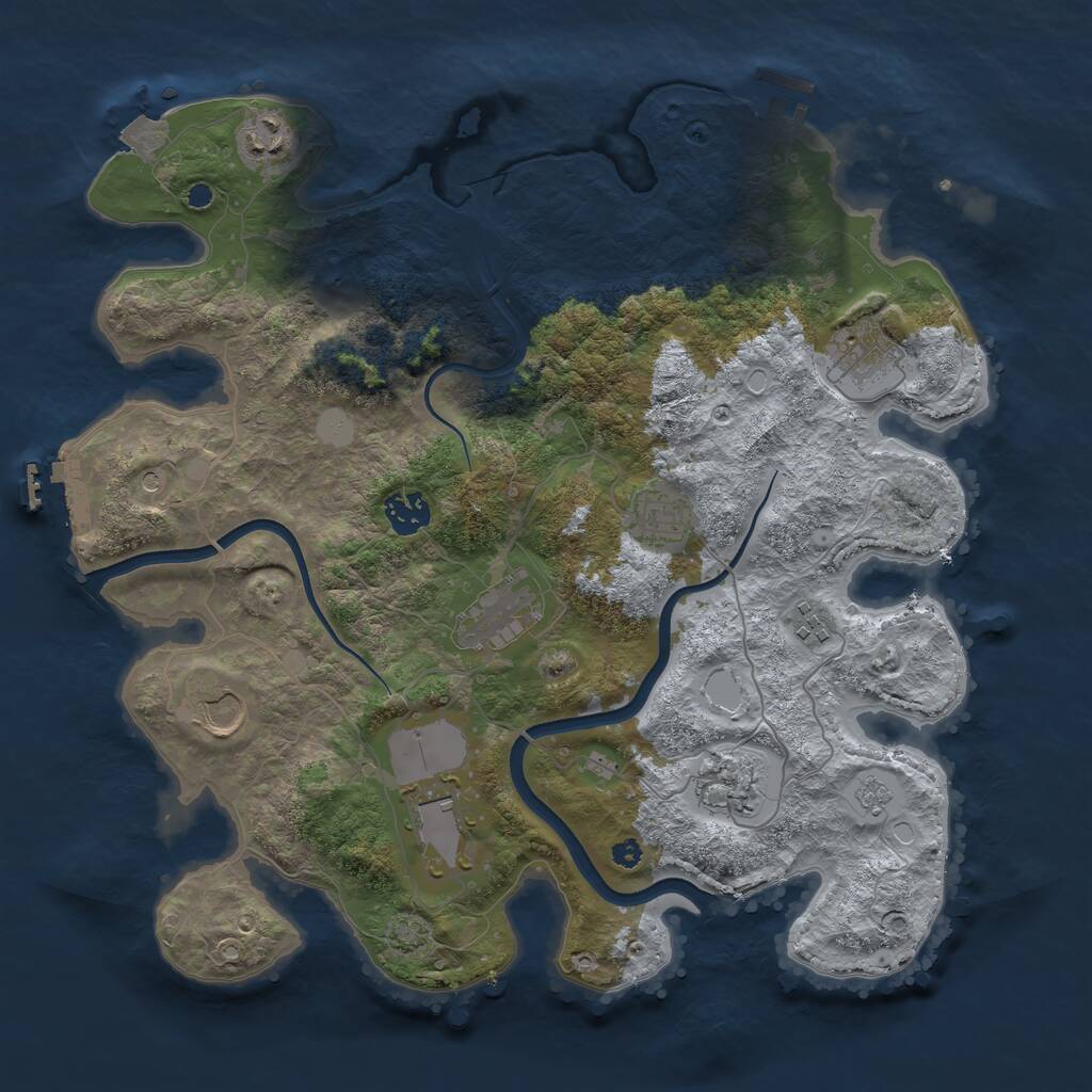 Rust Map: Procedural Map, Size: 3700, Seed: 1899497307, 15 Monuments