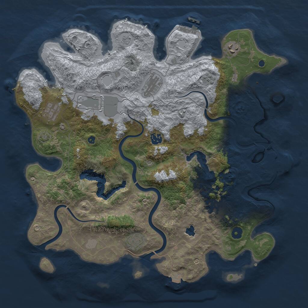 Rust Map: Procedural Map, Size: 4000, Seed: 43827713, 14 Monuments