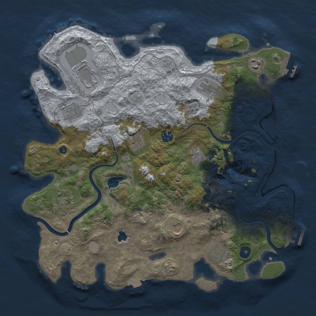 Rust Map: Procedural Map, Size: 4000, Seed: 1065608471, 17 Monuments