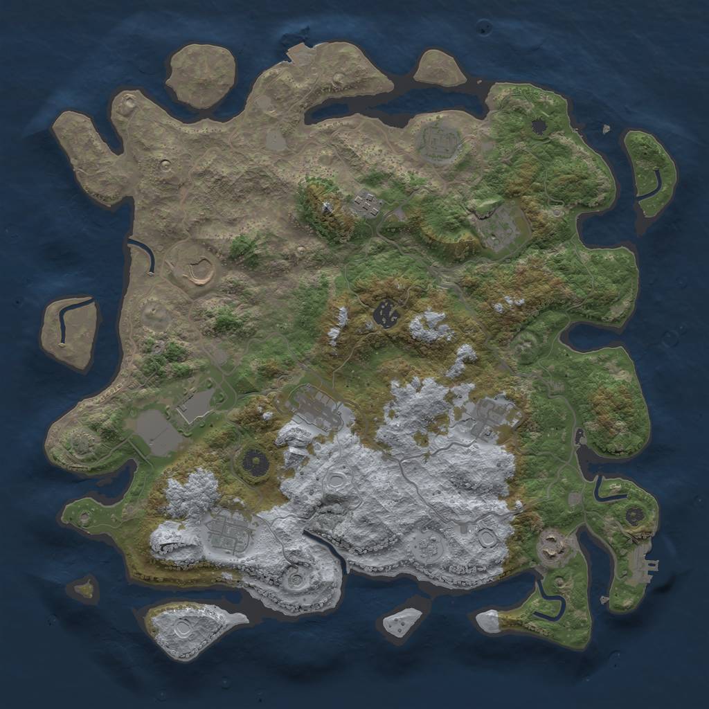 Rust Map: Procedural Map, Size: 4000, Seed: 404054985, 17 Monuments