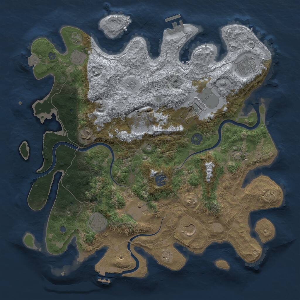 Rust Map: Procedural Map, Size: 3800, Seed: 974321, 18 Monuments