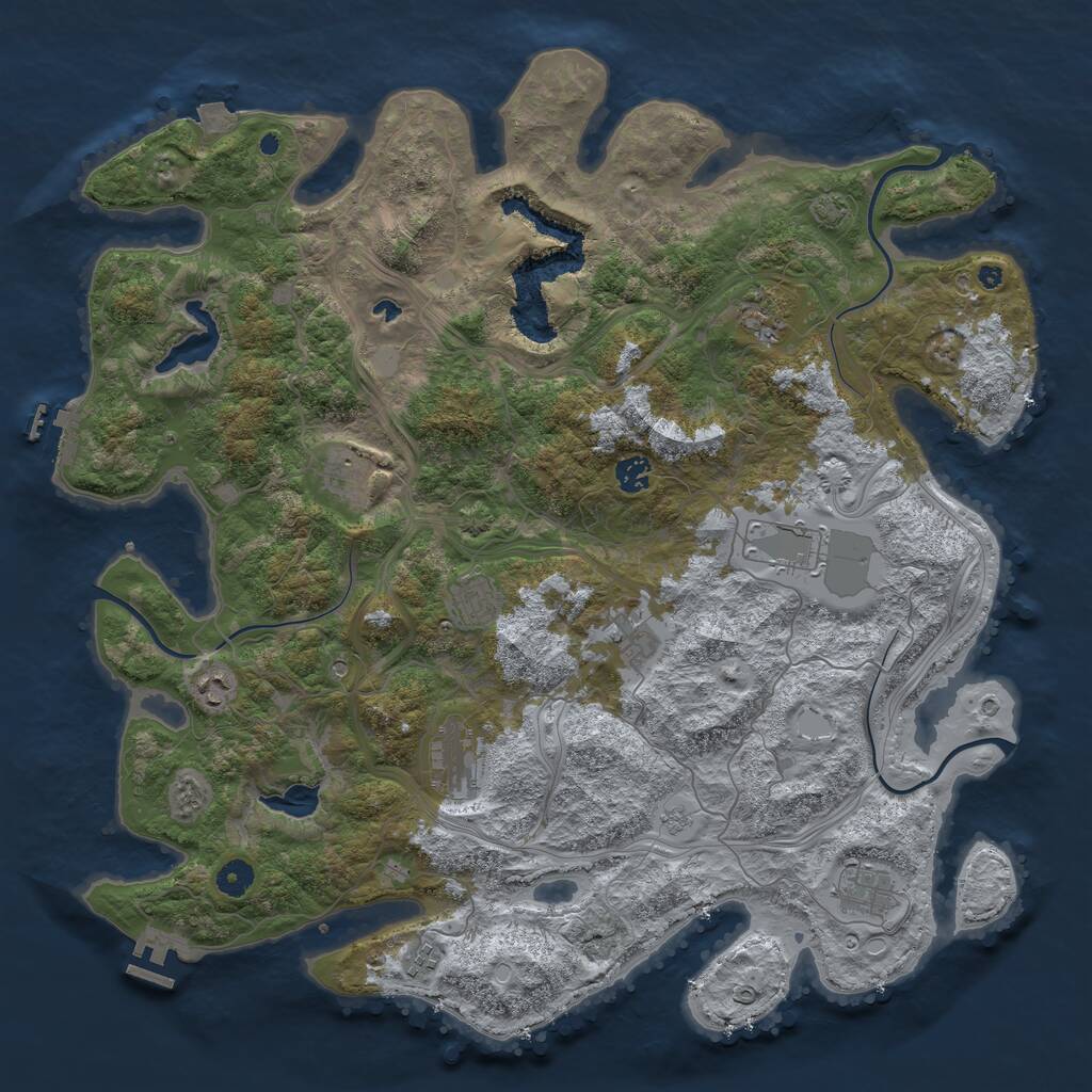 Rust Map: Procedural Map, Size: 4500, Seed: 1094428633, 16 Monuments