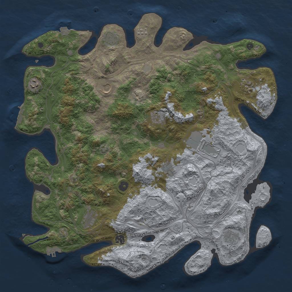 Rust Map: Procedural Map, Size: 4500, Seed: 1094428633, 19 Monuments