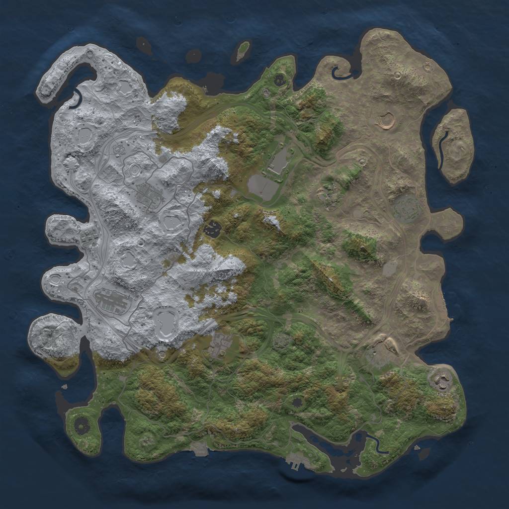 Rust Map: Procedural Map, Size: 4500, Seed: 2012024, 19 Monuments