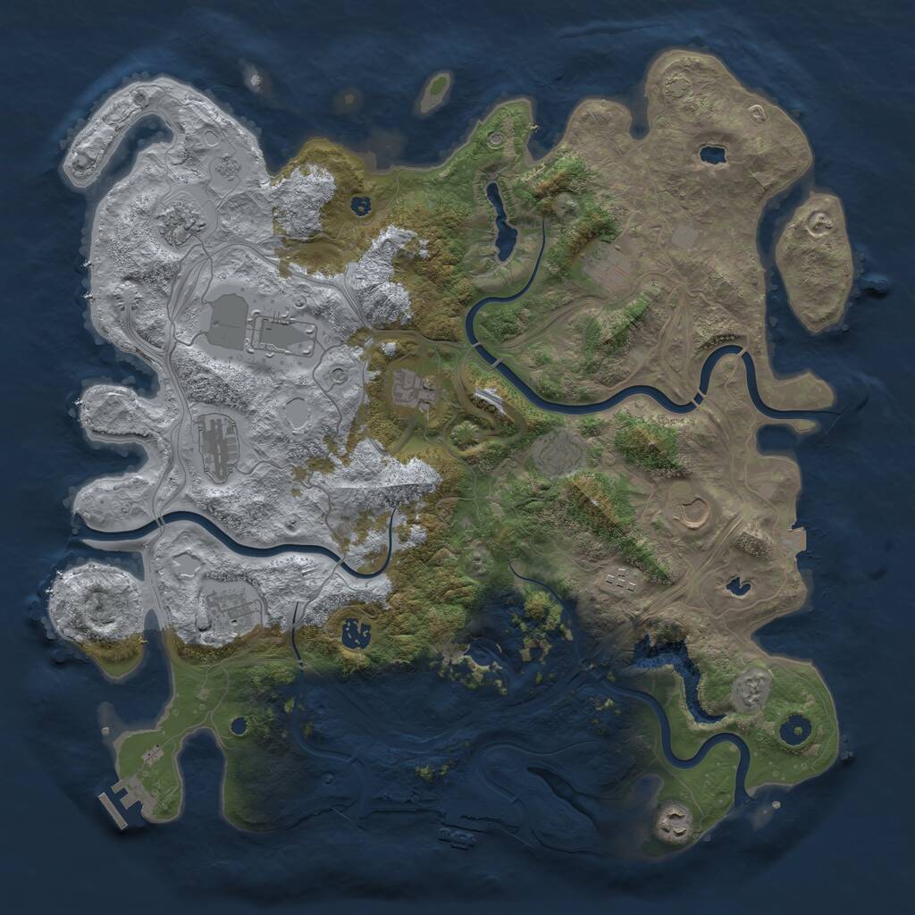 Rust Map: Procedural Map, Size: 4500, Seed: 2012024, 17 Monuments