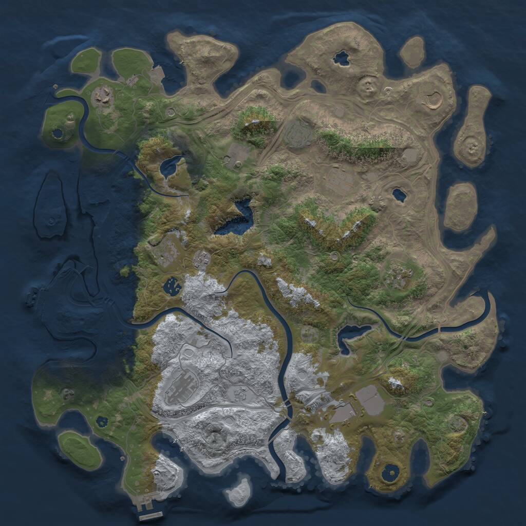 Rust Map: Procedural Map, Size: 4500, Seed: 1864560012, 17 Monuments