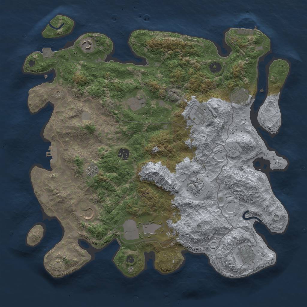 Rust Map: Procedural Map, Size: 4000, Seed: 661319, 18 Monuments