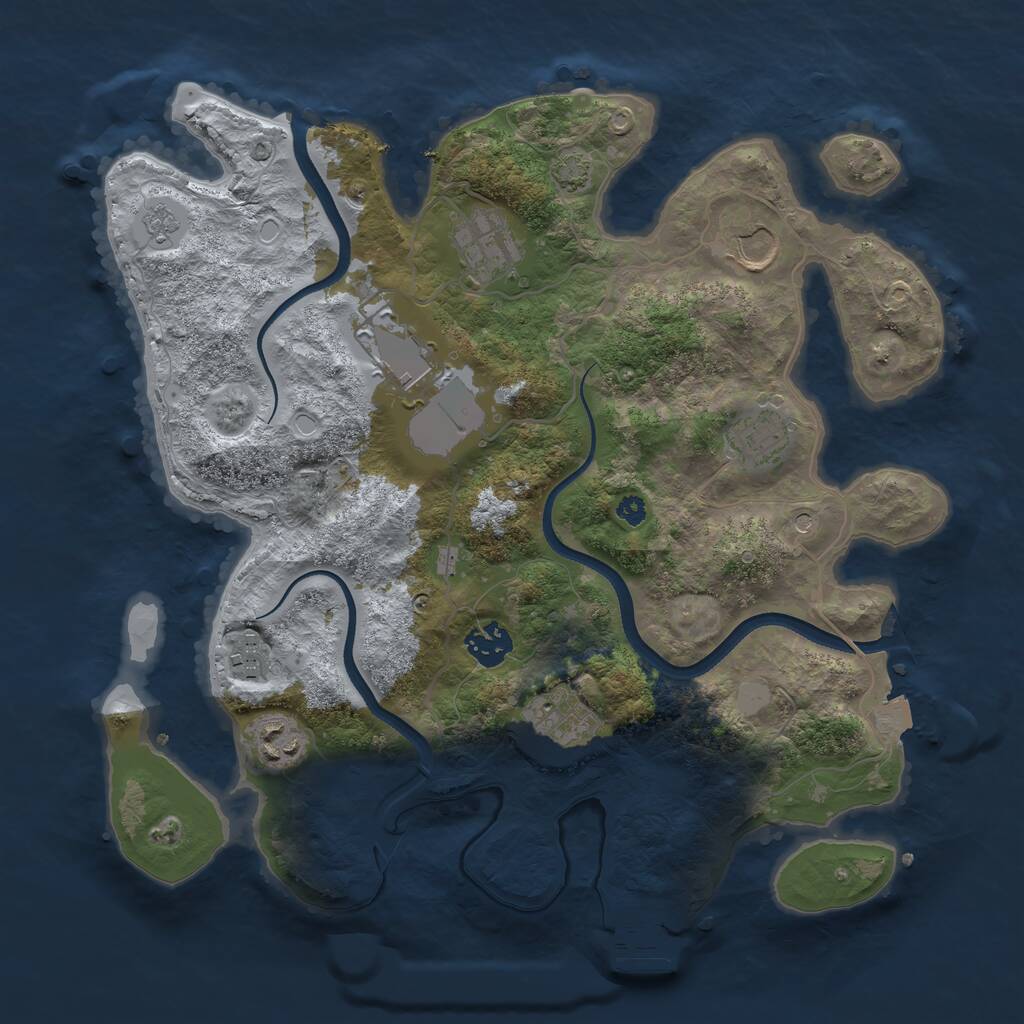Rust Map: Procedural Map, Size: 3500, Seed: 1241335187, 13 Monuments