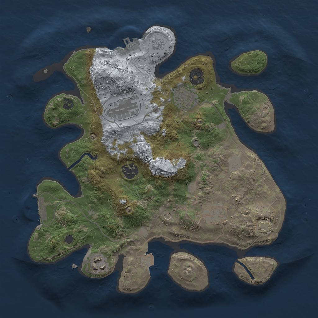 Rust Map: Procedural Map, Size: 3000, Seed: 1265568381, 13 Monuments