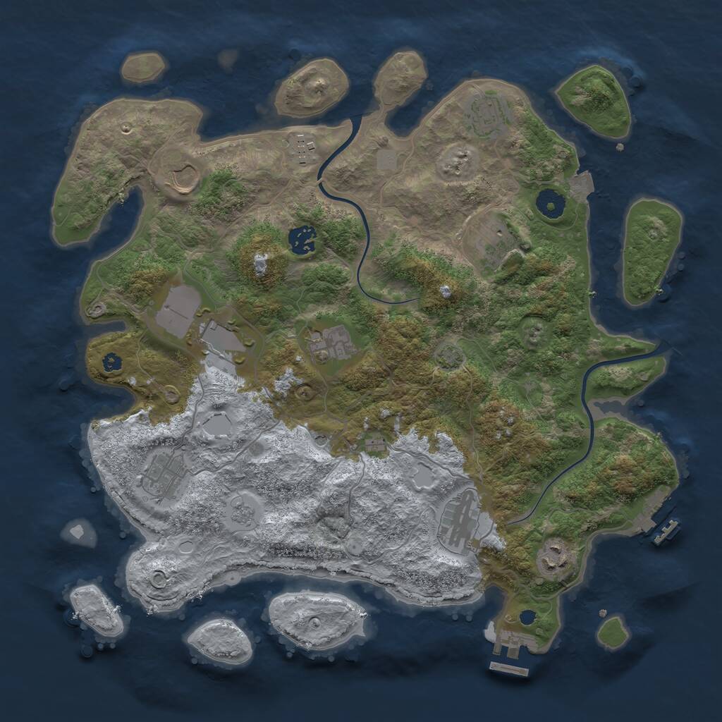 Rust Map: Procedural Map, Size: 3750, Seed: 98522321, 16 Monuments