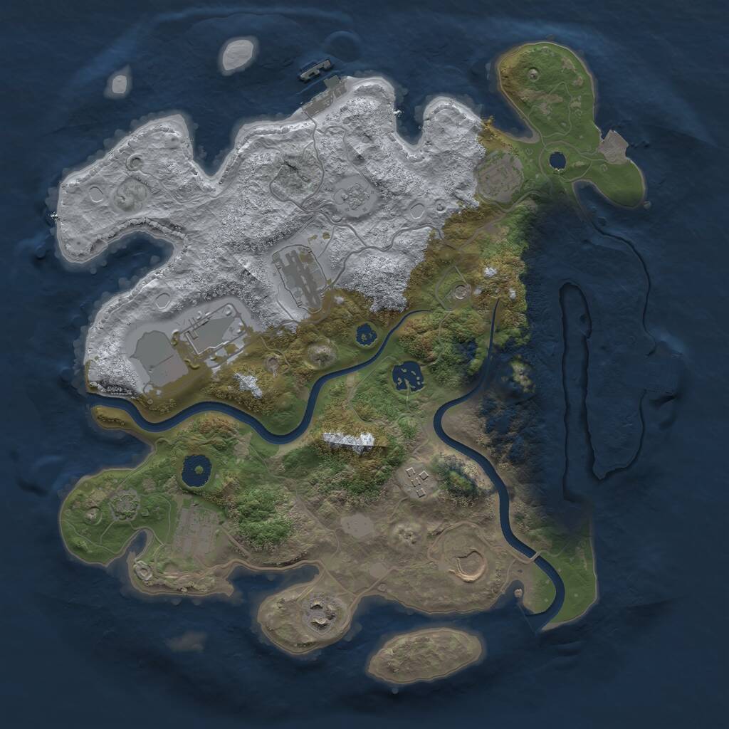 Rust Map: Procedural Map, Size: 3500, Seed: 280463842, 14 Monuments