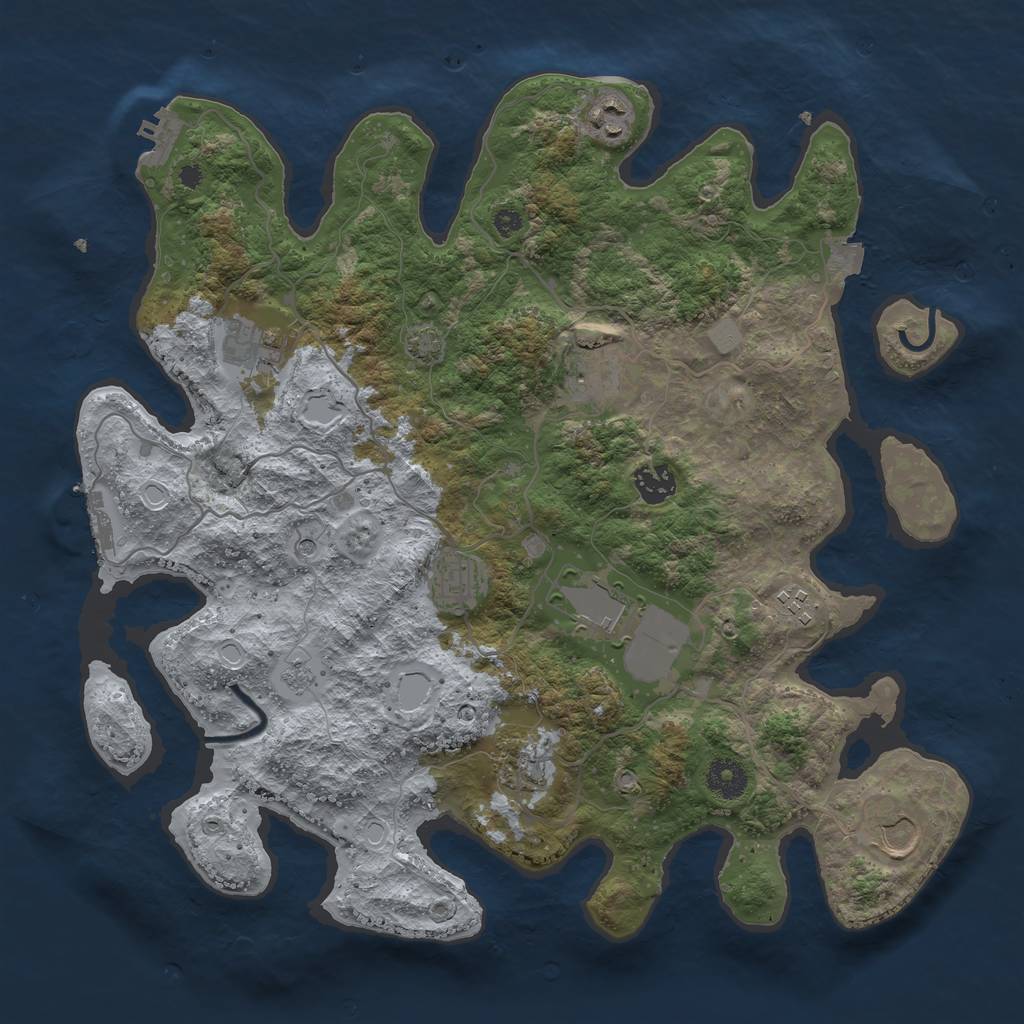 Rust Map: Procedural Map, Size: 3750, Seed: 163892253, 17 Monuments