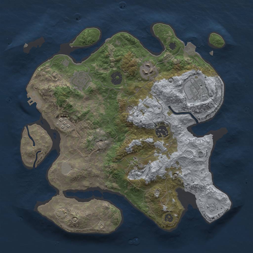Rust Map: Procedural Map, Size: 3000, Seed: 243234234, 13 Monuments