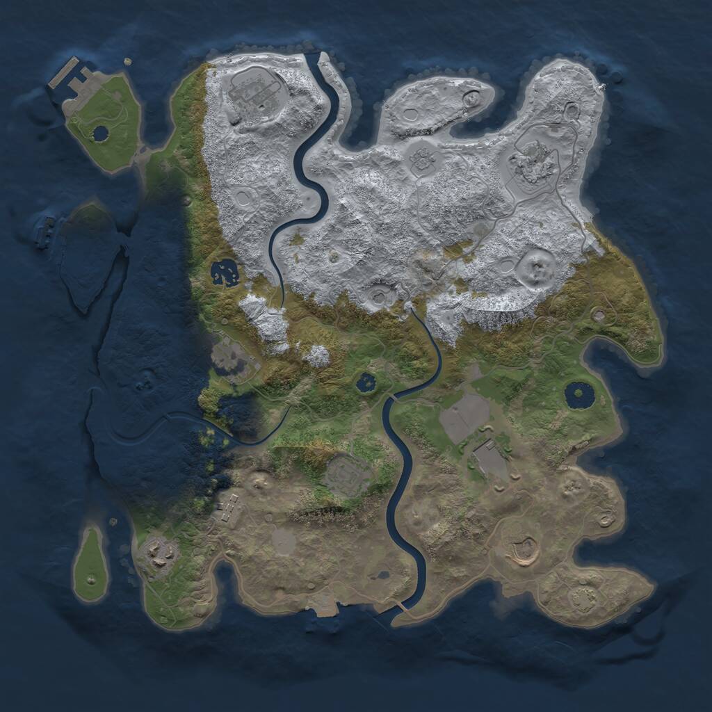Rust Map: Procedural Map, Size: 3700, Seed: 1938832660, 15 Monuments