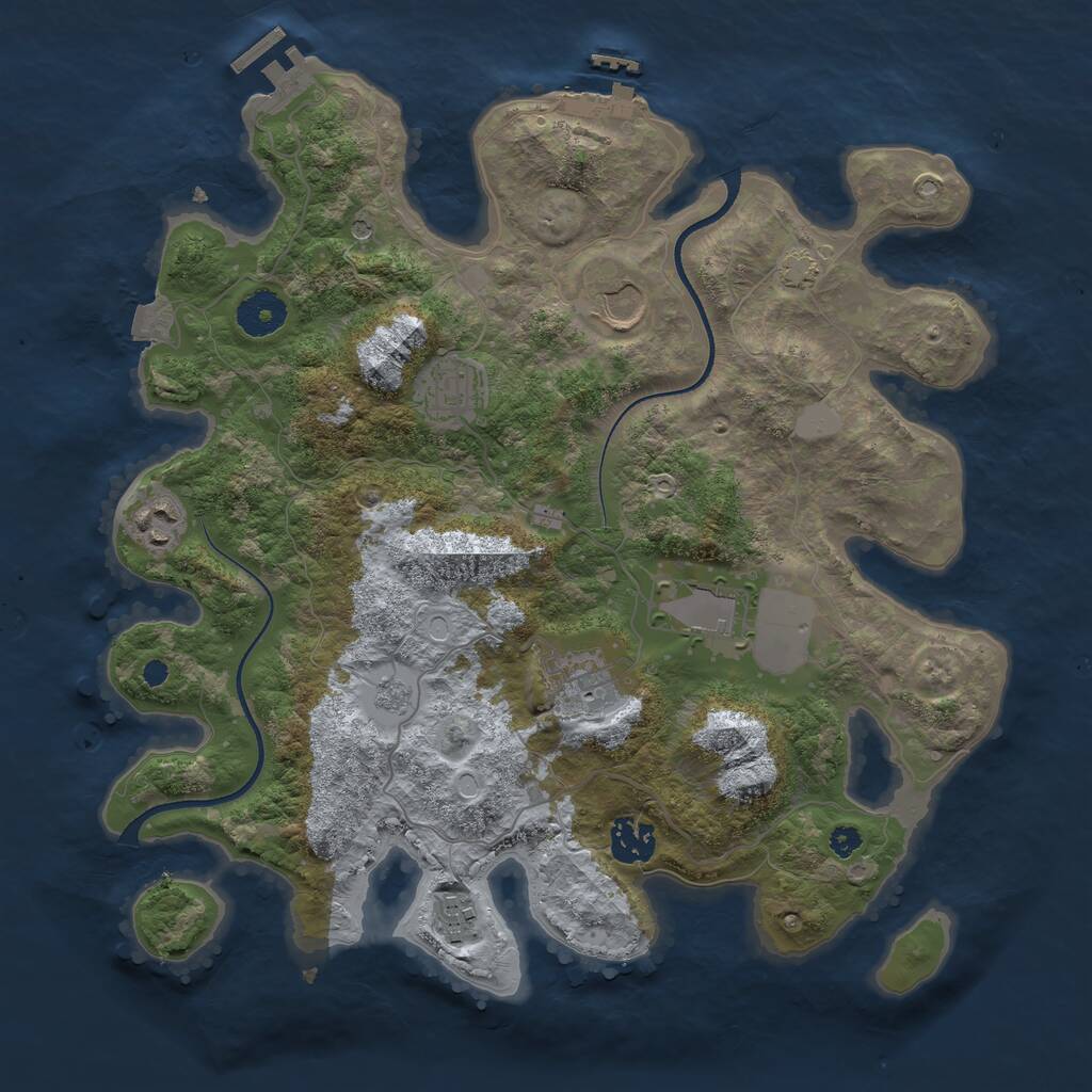 Rust Map: Procedural Map, Size: 3500, Seed: 655645, 13 Monuments