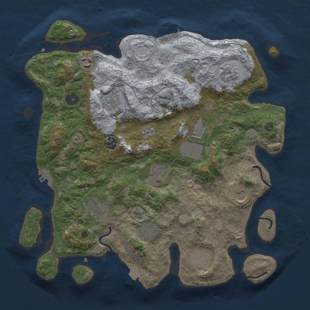 Rust Map: Procedural Map, Size: 3700, Seed: 1221749013, 19 Monuments
