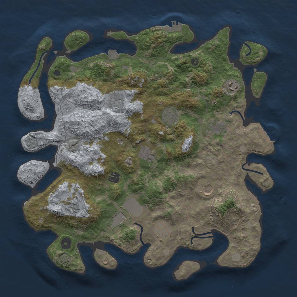 Rust Map: Procedural Map, Size: 4000, Seed: 698662801, 19 Monuments