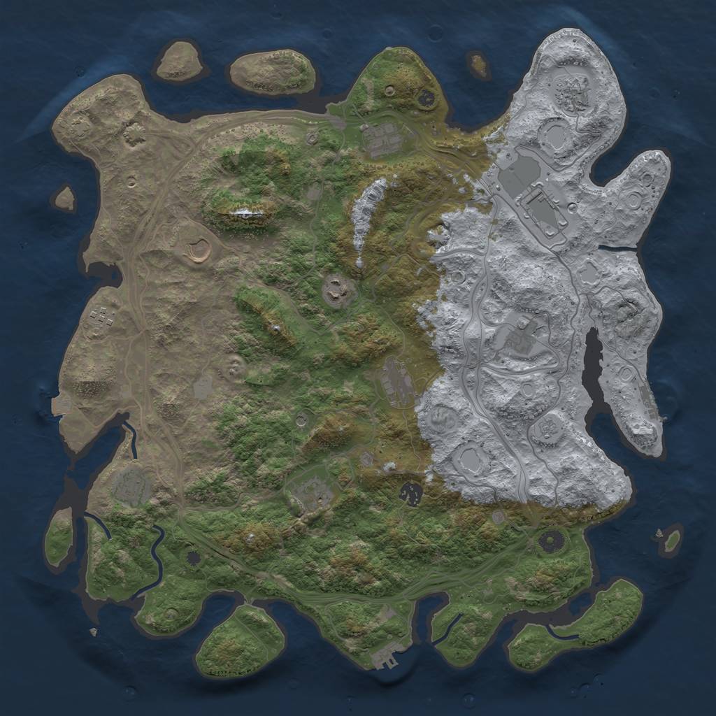 Rust Map: Procedural Map, Size: 4500, Seed: 684013587, 19 Monuments