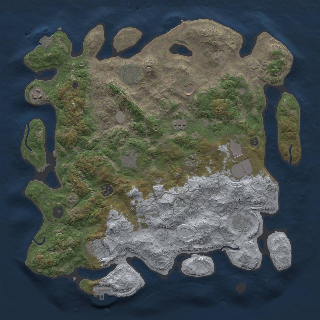 Rust Map: Procedural Map, Size: 4000, Seed: 906961580, 18 Monuments