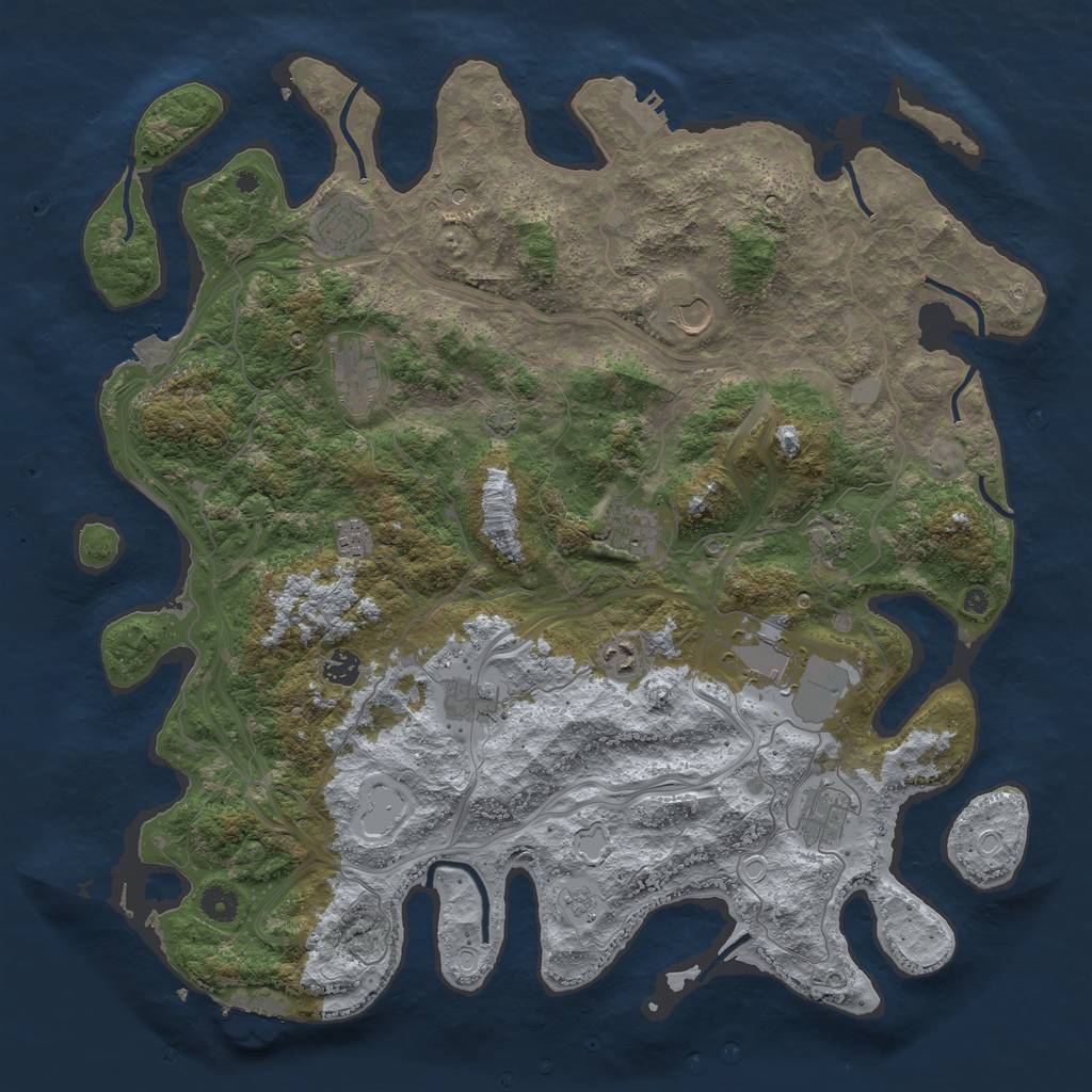 Rust Map: Procedural Map, Size: 4500, Seed: 831898680, 19 Monuments