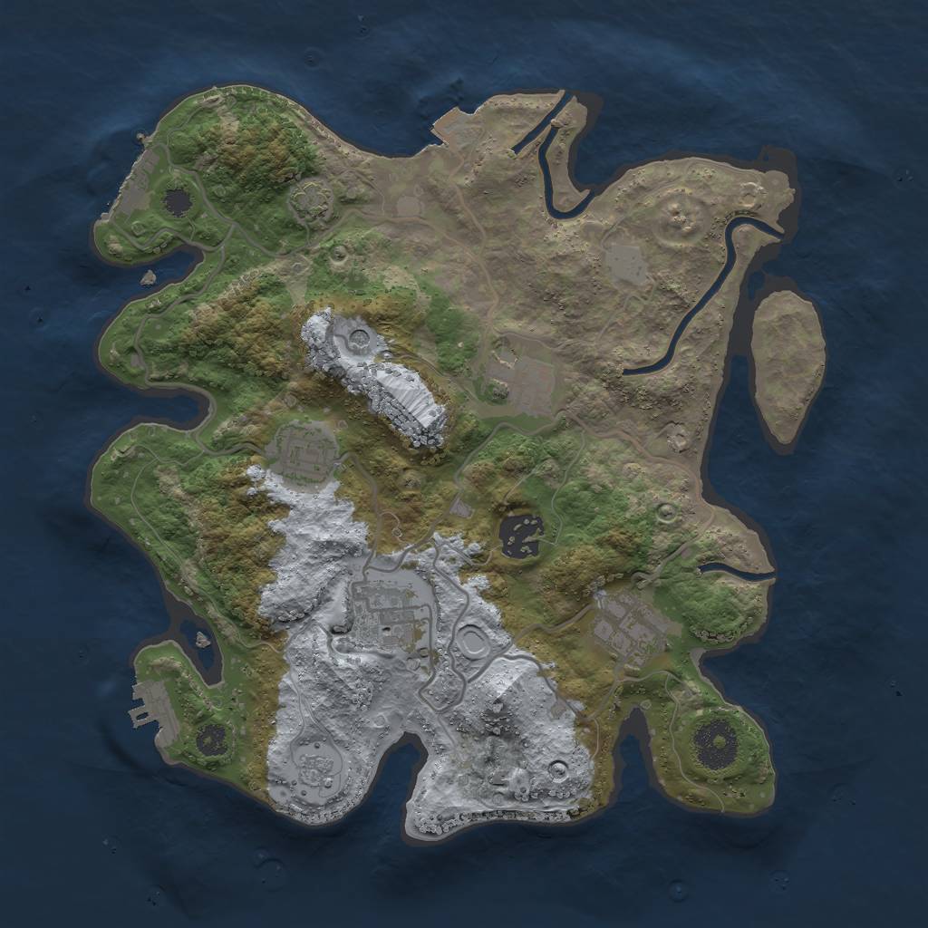 Rust Map: Procedural Map, Size: 3000, Seed: 2049755343, 13 Monuments