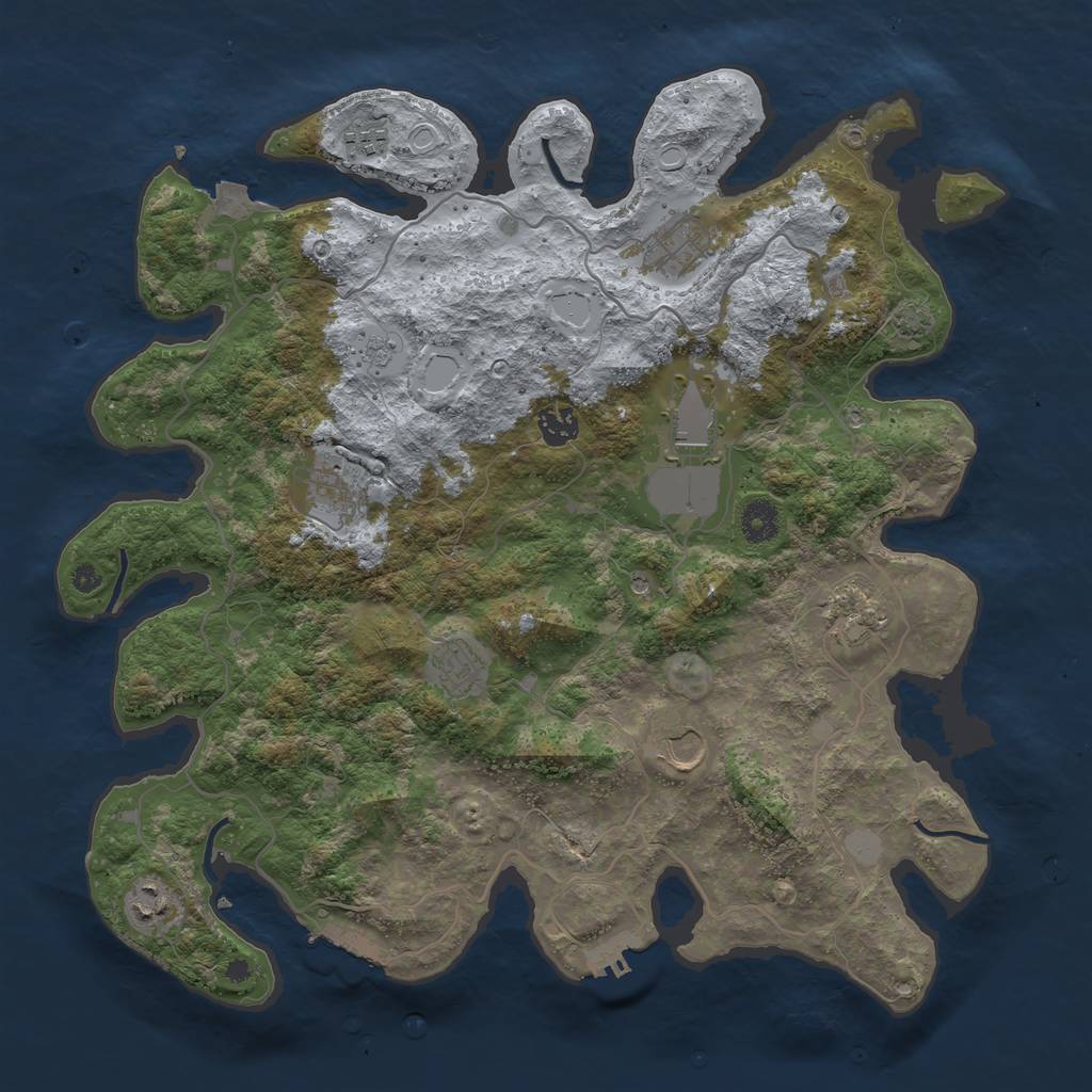 Rust Map: Procedural Map, Size: 4000, Seed: 2120099475, 17 Monuments