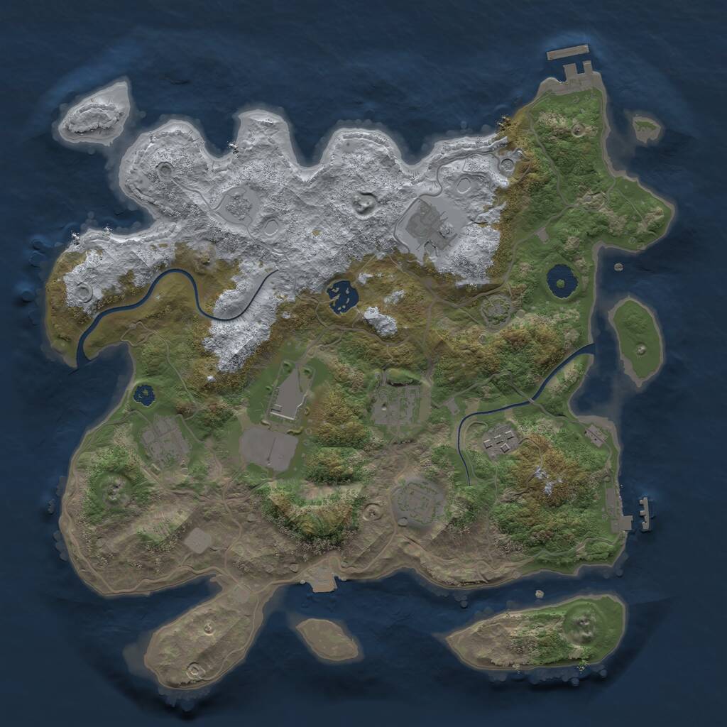Rust Map: Procedural Map, Size: 3500, Seed: 280035, 13 Monuments