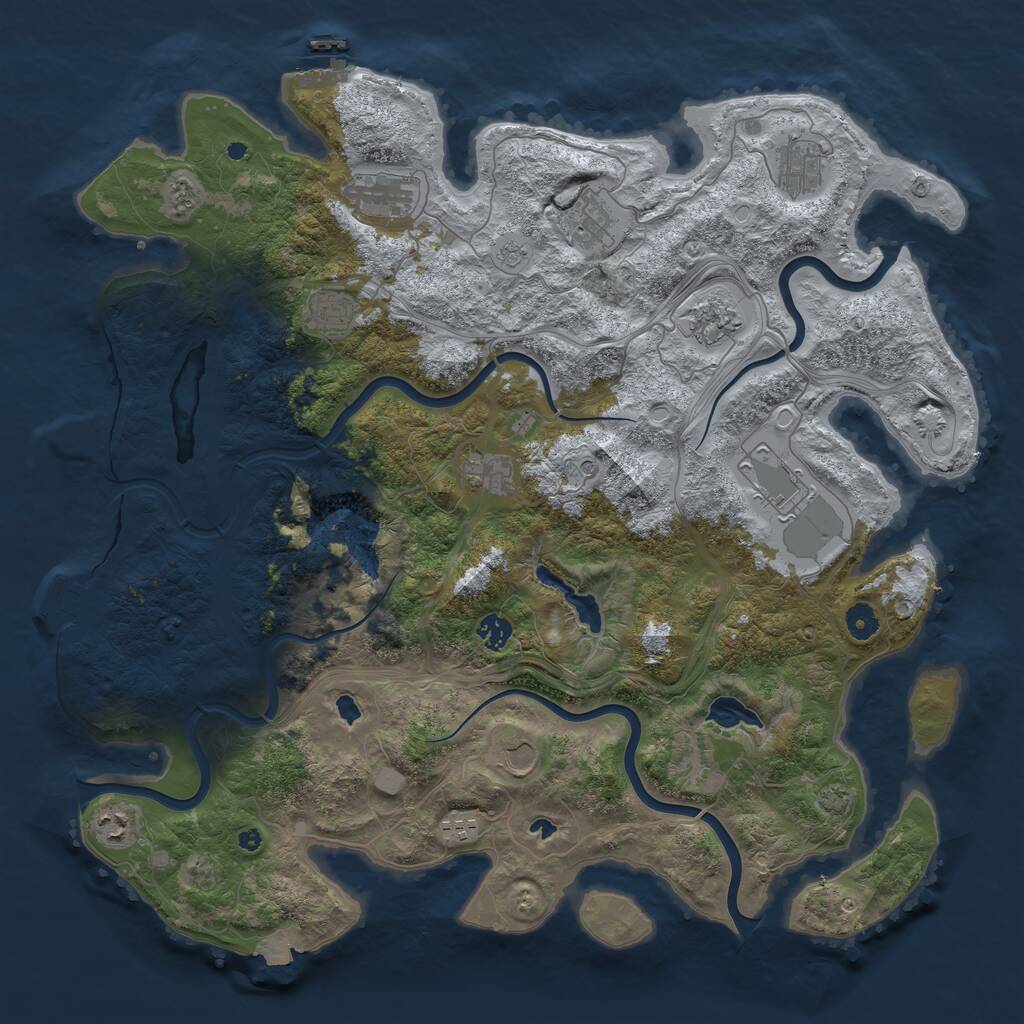 Rust Map: Procedural Map, Size: 4500, Seed: 1456829409, 17 Monuments