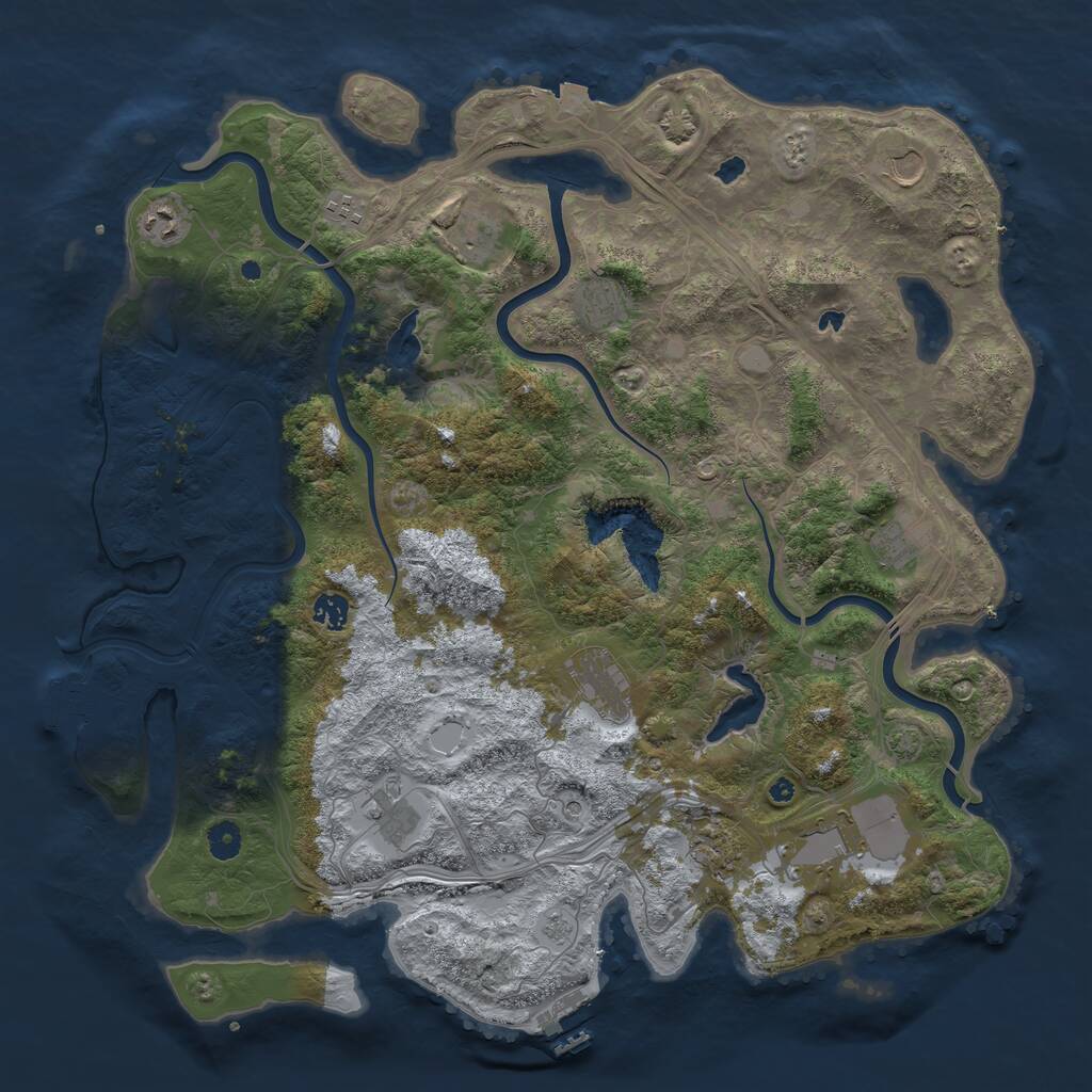 Rust Map: Procedural Map, Size: 4500, Seed: 1363248615, 17 Monuments