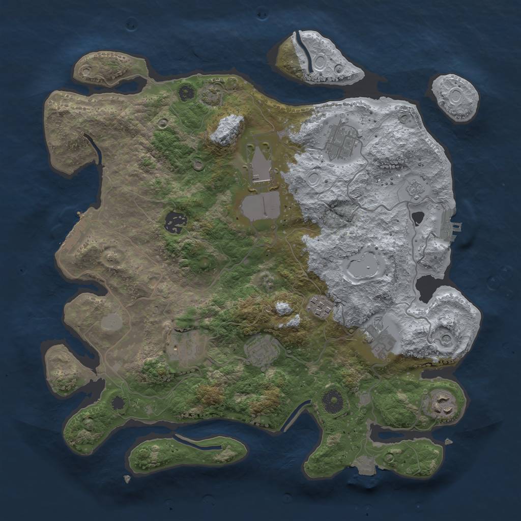 Rust Map: Procedural Map, Size: 3500, Seed: 601224, 16 Monuments