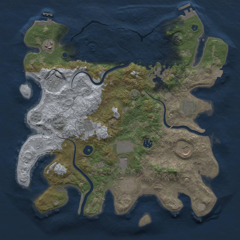 Rust Map: Procedural Map, Size: 3800, Seed: 197160480, 16 Monuments
