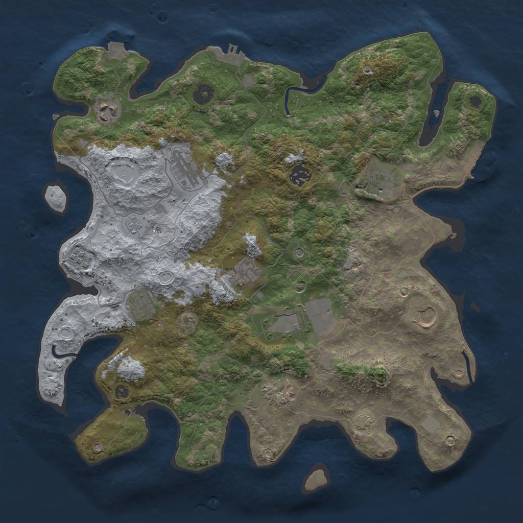 Rust Map: Procedural Map, Size: 3800, Seed: 197160480, 18 Monuments