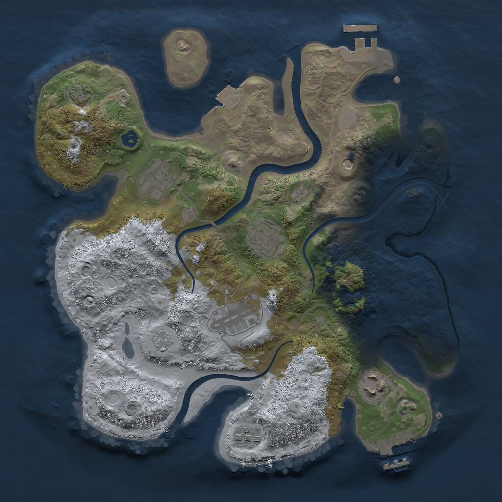 Rust Map: Procedural Map, Size: 3000, Seed: 343434334, 11 Monuments