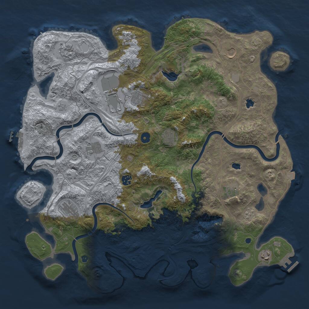 Rust Map: Procedural Map, Size: 4500, Seed: 198357366, 17 Monuments