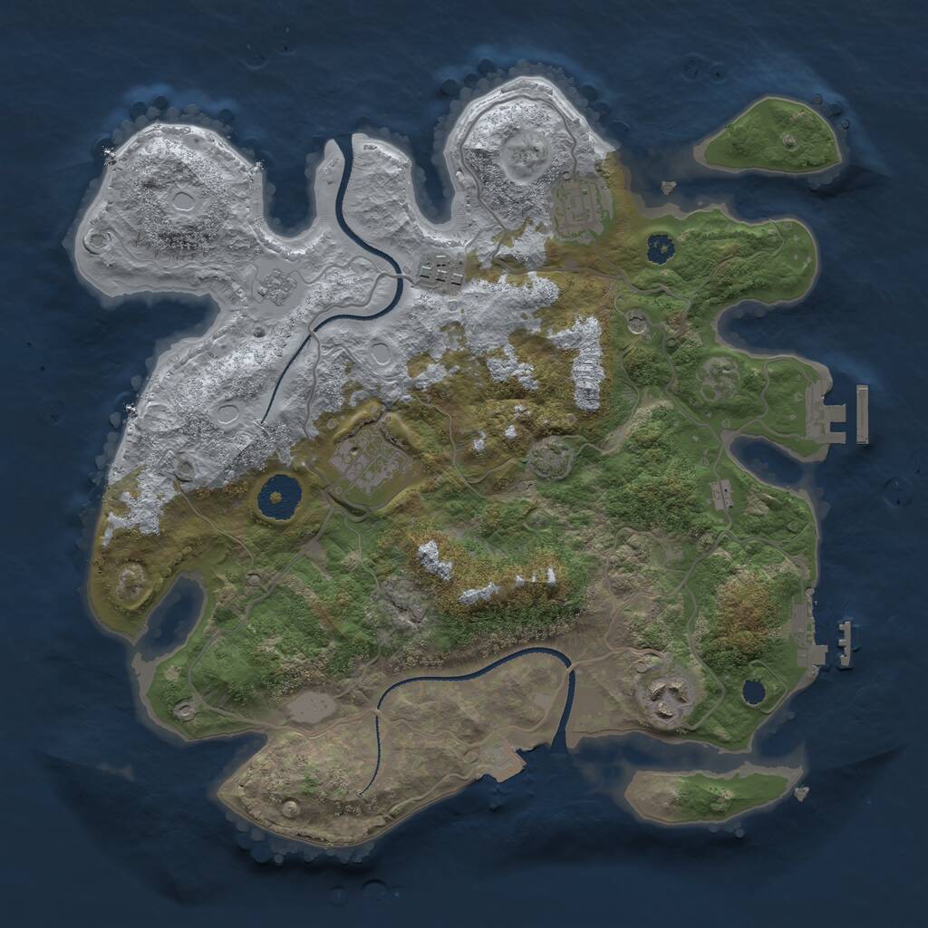 Rust Map: Procedural Map, Size: 3200, Seed: 90064337, 10 Monuments