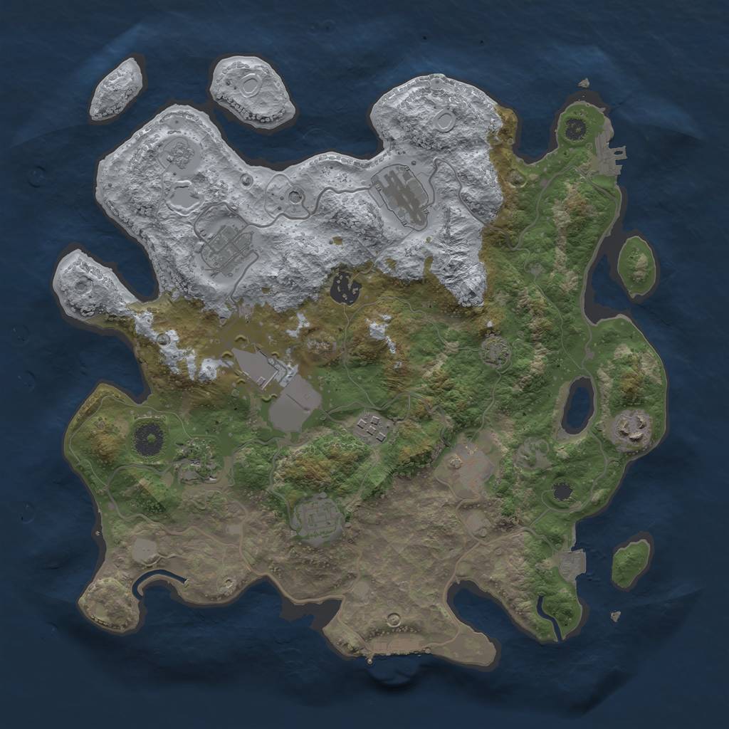 Rust Map: Procedural Map, Size: 3500, Seed: 798484300, 17 Monuments