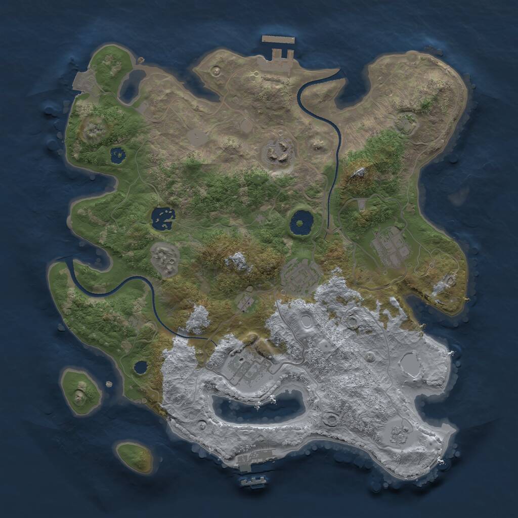 Rust Map: Procedural Map, Size: 3200, Seed: 456778, 10 Monuments