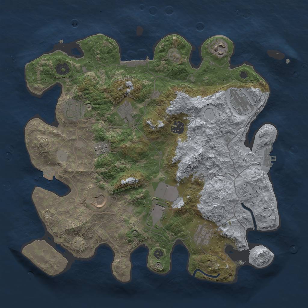 Rust Map: Procedural Map, Size: 3500, Seed: 2136307639, 17 Monuments