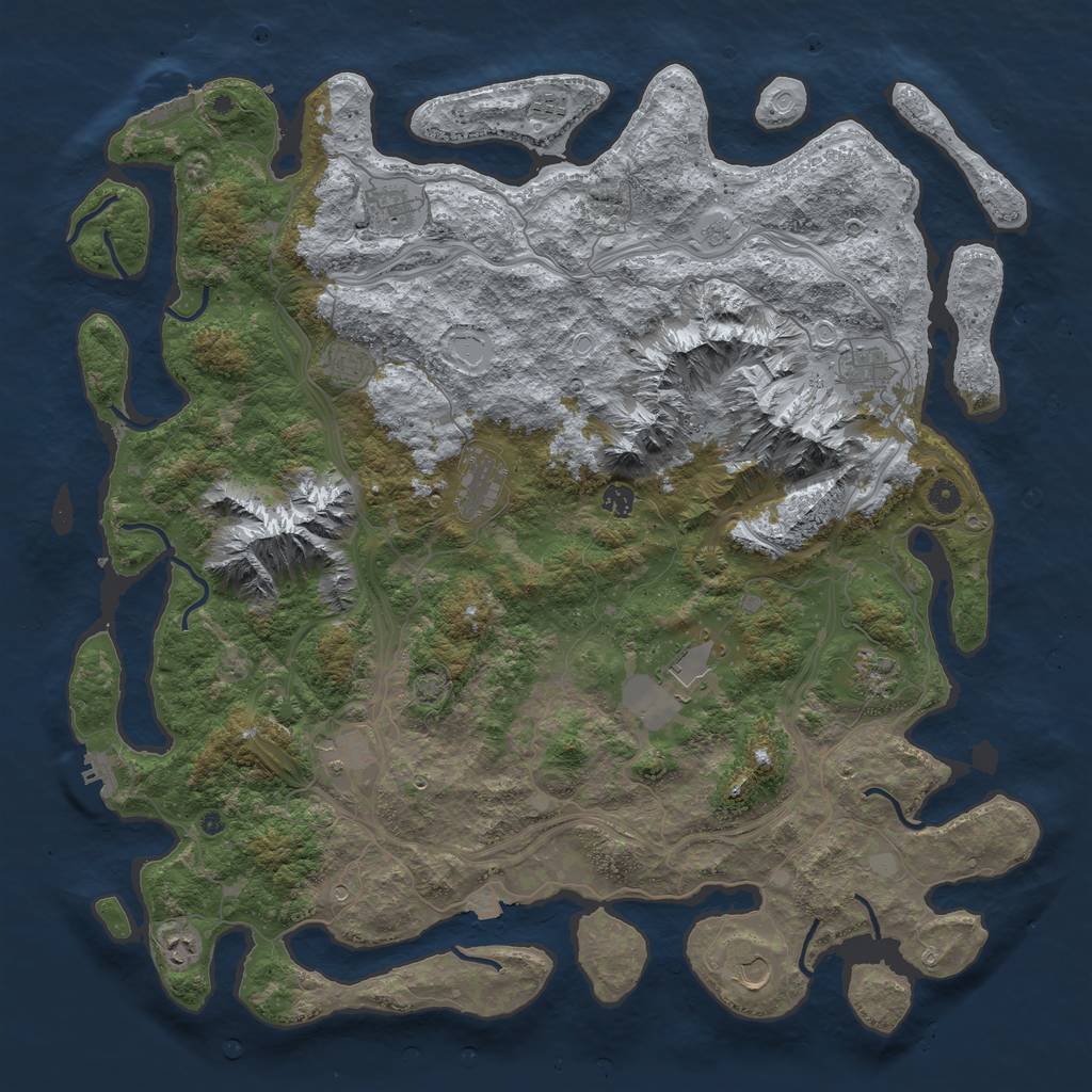 Rust Map: Procedural Map, Size: 5000, Seed: 658150408, 19 Monuments